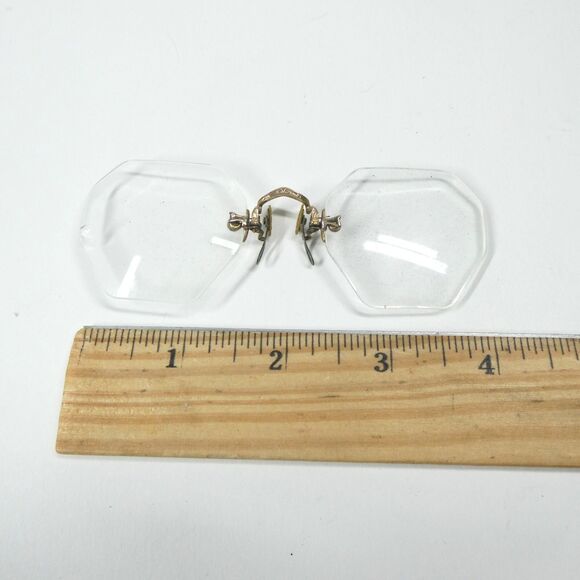 Shuron Eyeglasses Vintage Hexagon Rimless Goldtone Spectacles w/ Case - Picture 5 of 9